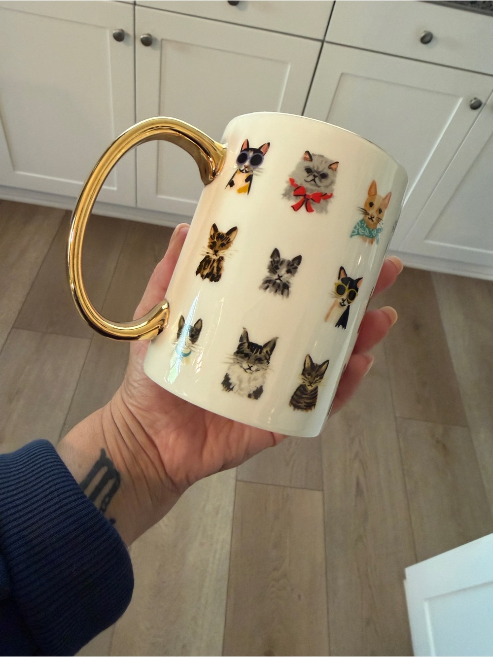 Rifle Paper Co Cute Cat Mug with Gold Handle NWOB